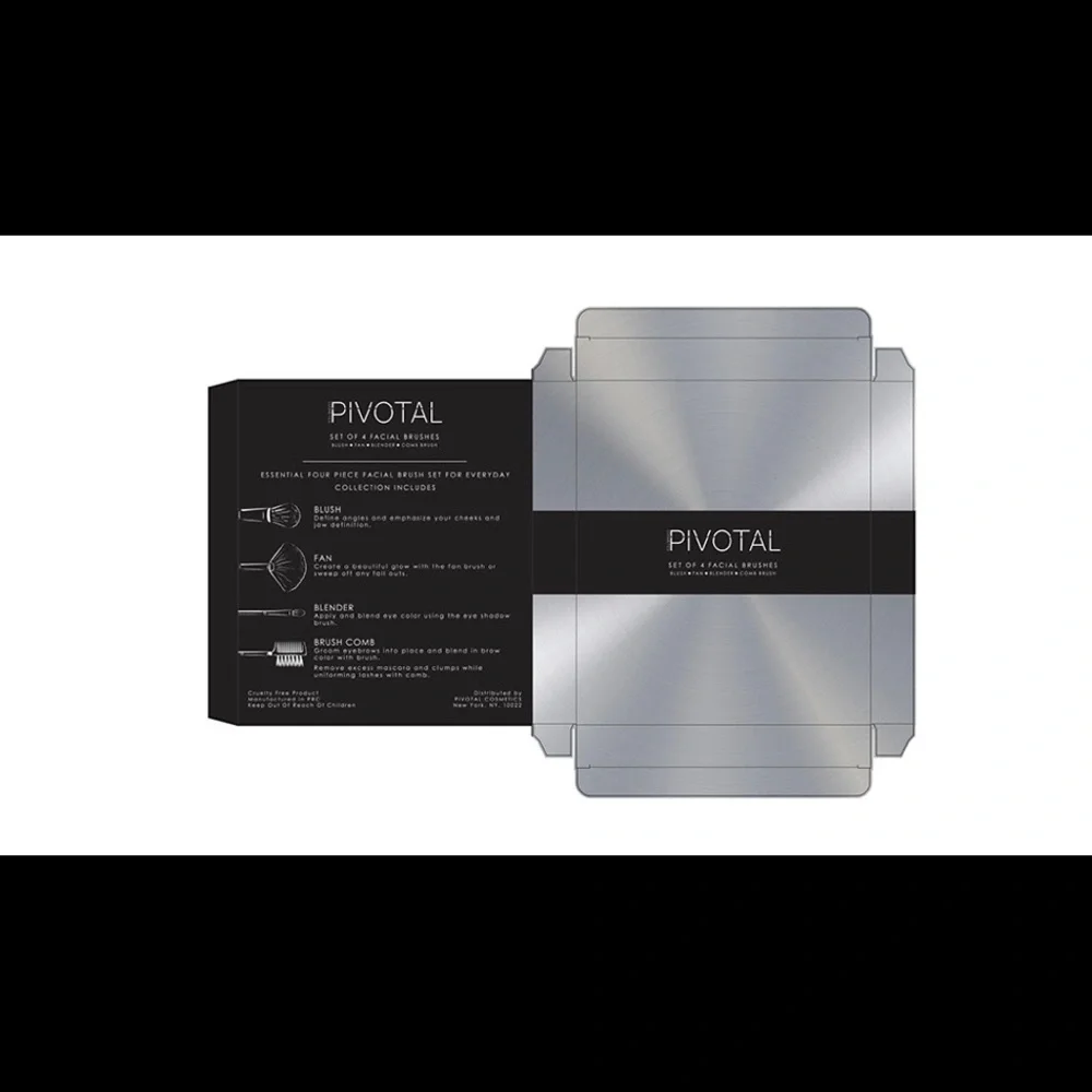 PIVOTAL COSMETICS || 4-Piece Essentials Facial Brush Set 🔘NWT🔘